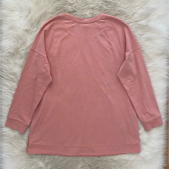 J. Jill Fit Pink Crewneck Long Sleeve Pullover Side Button Sweatshirt Tunic Top - Picture 6 of 7